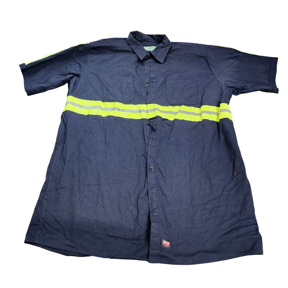 Red Kap Hi Vis Reflective Work Shirt 4XL Long Navy Short Sleeve Industrial